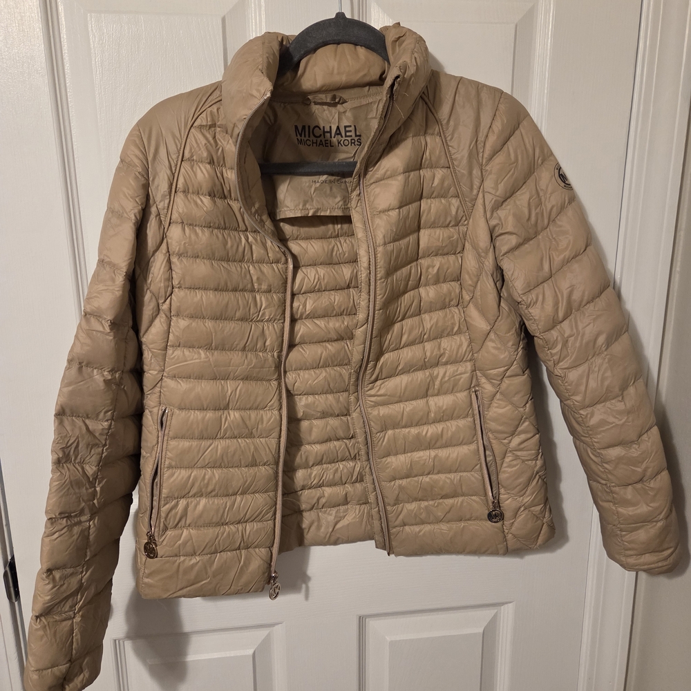 Michael Kors Lightweight Quilted Beige Puffer Jacket